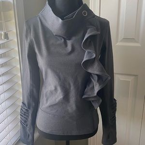 KARMA RUFFLED ATHLETIC ZIP JACKET DARK GRAY